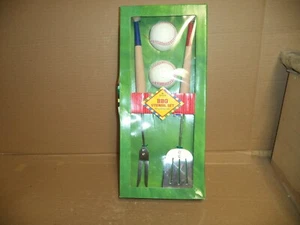 Hallmark Baseball BBQ Grill Utensil Set with Salt Pepper Shakers In original pac - Picture 1 of 5