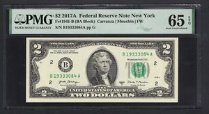 United States-Federal Reserve 2 Dollars 2017A Fr#1941-B (BA Block) UNC Grade 65 - Picture 1 of 2
