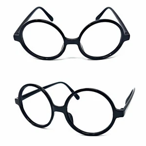 Round Black Wizard - Glasses Thick Frame Fancy Dress Geek Nerd School Book Day - Picture 1 of 1