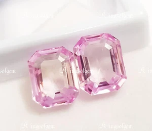 Certified 10 to 10 Ct 2 PC Natural Pink Morganite Emerald Shape Loose Gemstone - Picture 1 of 3