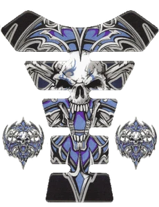 3D Gel Tankprotektor Blauer Tribal Totenkopf Blue Skull Tankpad Tankschutz - Picture 1 of 1