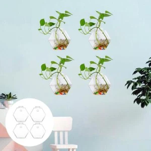 4Pack Glass Vase Wall Hanging Hydroponic Terrarium Home Decor Ornaments - Picture 1 of 11