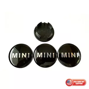 Cooper MINI Letter Wheel Hub 4 x Set Alloy Badge Emblem Black Logo 54mm - Bild 1 von 5