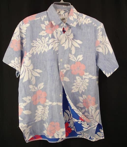 Camisa Pomare Hawaiian Camp Aloha Estampado Reverso Rojo Hibisco Azul Blanco EE. UU. M - Imagen 1 de 11