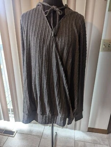 NWT Suzanne Betro Simple 3X Gray Hoodie Wrap Cable Knit Sweater - Picture 1 of 8