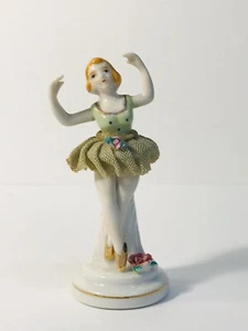 Vintage Japan Lace Porcelain Ceramic Ballerina Figurine 4 In - Picture 1 of 7