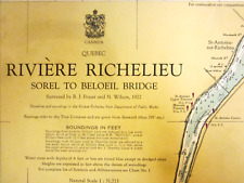 Vintage Nautical Chart Canada Riviere Richelieu Sorel to Beloeil Bridge 1957