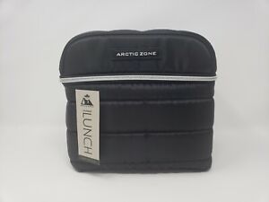 Arctic Zone Black Quilted Soft Insulated Lunch Bag with Strap - 9"Wx9"Hx6"D