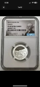 2012 S SILVER QUARTER 25C CHACO NGC PF 69 ULTRA CAMEO - Picture 1 of 2