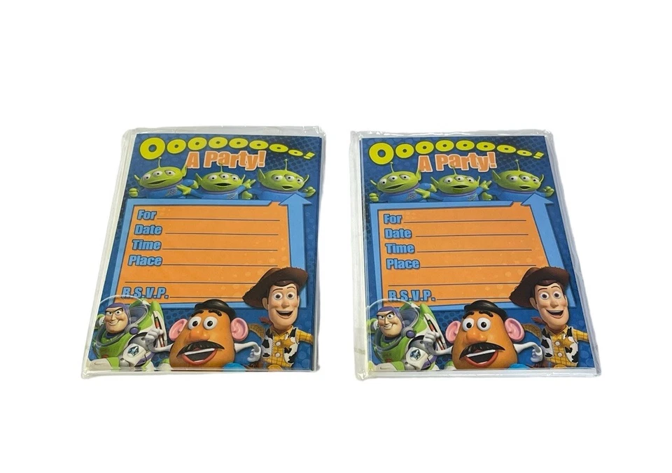 Lote de 2 paquetes de 8 invitaciones de fiesta Hallmark Toy Story ¡Ooooooo! ¡Una fiesta! NUEVO Foto 1 de 2