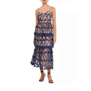 Endless Rose Woman CROCHET LAYERED MIDI DRESS, Size Small - Picture 1 of 15