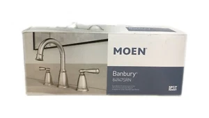 MOEN Banbury 8 in. 2 Handle High-Arc Bathroom Faucet in Brushed Nickel w/valve - Picture 1 of 2