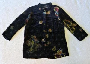 Zitrone Santa Monica schwarz Samt Burnout Blumenmuster Schmetterling Mandarine Tunika PL ML M - Bild 1 von 18