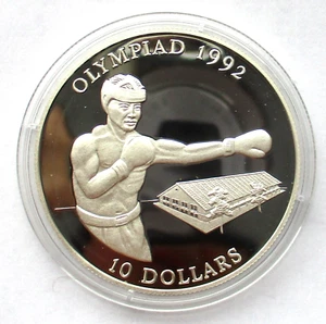 Solomon Islands Silver 10 Dollars 1992 Olympic Games Barcelona 1992 Boxing PP - Picture 1 of 2
