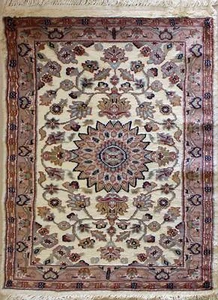 Rugstc 2x3 Pak Persian Ivory Area Rug, Hand-Knotted,Floral with Silk/Wool Pile - Picture 1 of 5