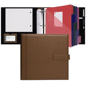 PU Leather 1.5 Inch 3 Ring Binder, Professional Business Organizer- Includes ... - Picture 1 of 9