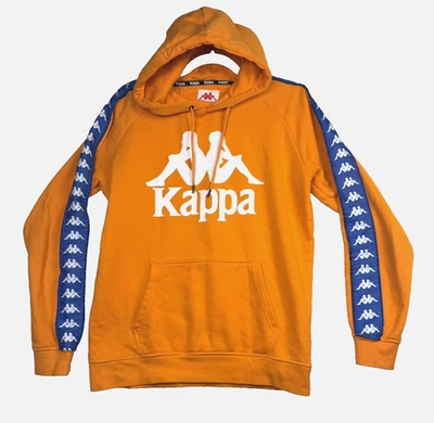 Kappa Hoodie Mens Medium Orange 222 Banda Omini Taped Sleeves Big Logo Pullover - Image 1 of 4