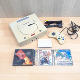 Sega Saturn white console bundle with 3 games, 1 controller & memory tested JPN