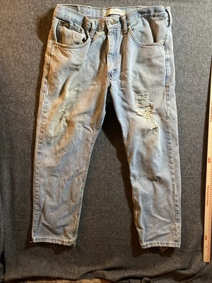 Lee Jeans Men Blue 36x30 Denim Medium Wash Regular Fit Straight Leg Distressed - Image 1 of 4