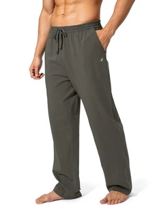 Men's Cotton Yoga Sweatpants Athletic Lounge Pants Open Bottom Casual Jersey ... - Picture 1 of 7