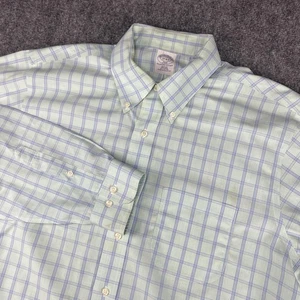 Brooks Brothers 346 Hemd Herren 17 grün blau kariert Slim Fit bügelfrei Baumwolle - Bild 1 von 10