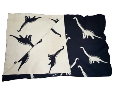 Suéter Jacquard Tejido Reversible Dinosaurio Manta Bebé Azul Algodón Orgánico Foto 1 de 4