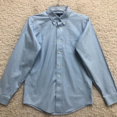 Camisa de vestir Brooks Brothers 16 azul juvenil con botones a cuadros sin bolsillo de hierro para niños Foto 1 de 4