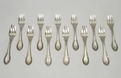 Set of 12 Italian Solid Silver Argento 800 Cake Forks in Original Pouch - Image 1 of 4