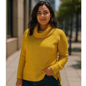 Lauren Ralph Lauren Sweater Womens Medium Yellow Shawl Collar Pullover New Knit - Picture 1 of 8