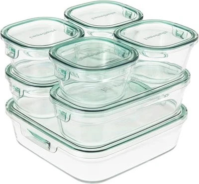 iwaki Heat-resistant Glass Storage Container Green Set of 7 PSC-PRN-G7 - Image 1 of 4