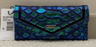 Brahmin VERONICA Trifold Envelope Wallet EMERALD LULIA Blue Green Metallic NWT - Image 1 of 4