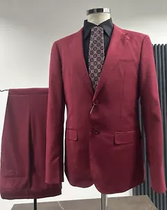 ABITO UOMO MADE IN ITALY BORDEAUX FRESCO LANA TASMANIA SLIM FIT DROP 7 ESTIVO - Foto 1 di 20