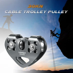 Lixada 30kN Cable Trolley Dual Pulley Wheel Heart Shape With Ball Bearing - Picture 1 of 12