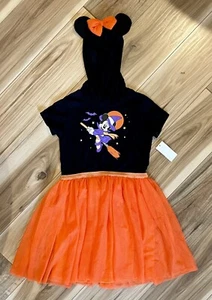 NWT Disney Minnie Mouse Halloween Hooded Mouse Ears Dress Girls Size L 10-12 - Picture 1 of 4