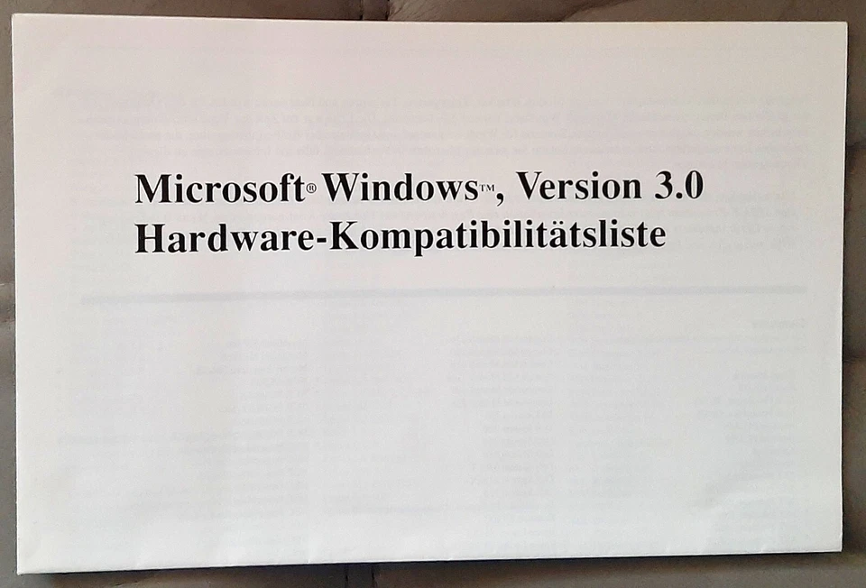 Microsoft Windows, Version 3.0 Hardware-Kompatibilitätsliste - Bild 1 von 1