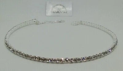 Girocollo collana rigida da donna argento con cristalli della swarovski da 4 mm - Immagine 1 di 2