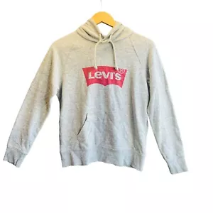 Levis Womens Hoodie Grey Small Batwing Logo Cotton Pullover Jumper - Picture 1 of 6