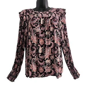 Knox Rose Damen Medium gesmoktes Oberteil Langarm Paisley Viskose - Bild 1 von 10