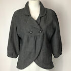 Jay Jay's Jacket Grey Size 10 Swing Double Breasted Collar 3/4 Sleeves Lined