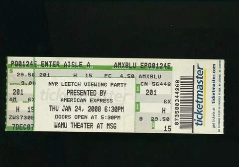 January 24 2008 NY Rangers Leetch Viewing Party Ticket very rare swsw6 Cover