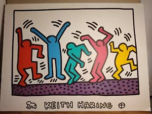 Vintage Keith Haring Dancing Figures 1991 Offset Print on Foamboard 31.5"x23.5" - Picture 1 of 9