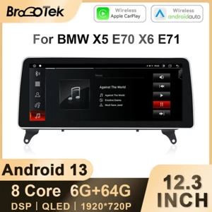 Radio estéreo Carplay Android 14 12,3"" IPS estéreo de coche para BMW X5 E70 X6 E71  - Imagen 1 de 17