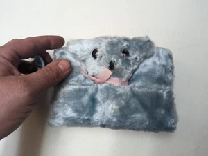 Vintage Antique Weird Blue Crush Plush Velvet Sleeve Pocket Pillow Small Bear - Picture 1 of 12