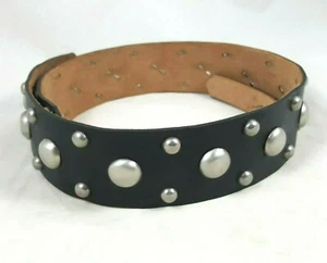 Big Men's Black w/ Metal Studs 2" WIDE Real Leather Fantasy LARP Costume Belt - Picture 1 of 7