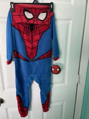 MARVEL Spider-man Boy's 4/5 Superhero Hooded Costume Soft Fleece Pajama Sleeper - Image 1 of 4