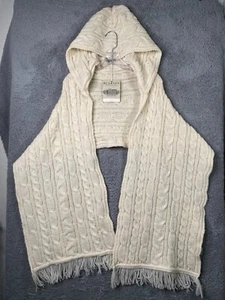 Blarney Woolen Mills Hooded Wrap Womens Cable Knit 100% Merino Wool Ireland NEW - Picture 1 of 9
