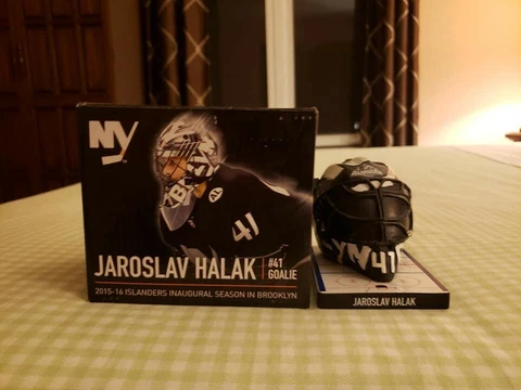 New York Islanders Jaroslav Halak Fisherman Mini Helmet SGA 3/8/16 Brooklyn Nets Cover