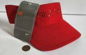 New Old Stock Nike Swoosh Spellout Golf Visor Hat Red 2002 New with Tags NWT - Picture 1 of 5