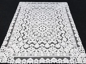 Weiß Rechteck 72x126" Stickerei Polyester Tischdecke Servietten Hochzeit Bankett - Bild 1 von 8