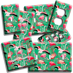 ROSA FLAMINGOS TROPISCHE PALMEN LICHTSCHALTER STECKDOSE WANDPLATTE ZIMMER WOHNKUNST DEKOR - Bild 1 von 34